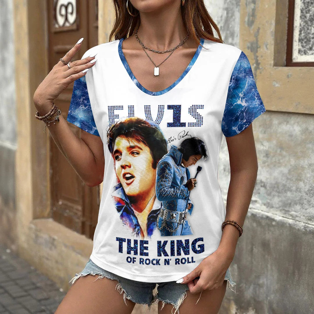 Elvis Presley 3D Women's V-Neck T-Shirt – HOATT20868