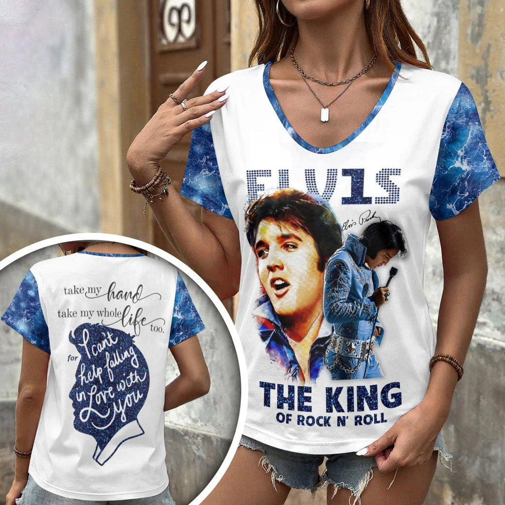 Elvis Presley 3D Women's V-Neck T-Shirt – HOATT20868