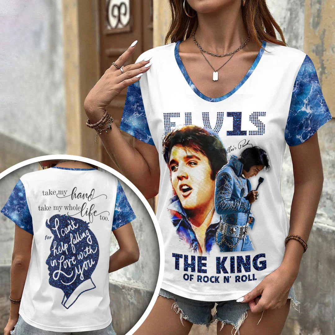 Elvis Presley 3D Women's V-Neck T-Shirt – HOATT20868