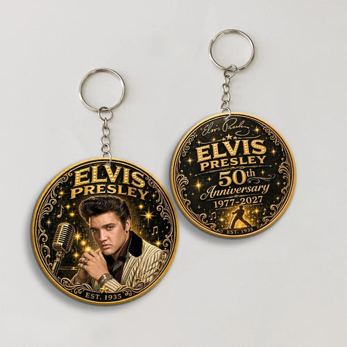 Elvis Presley 50th Anniversary 2027 Custom Shape 2-sided Keychain – MAITM15474