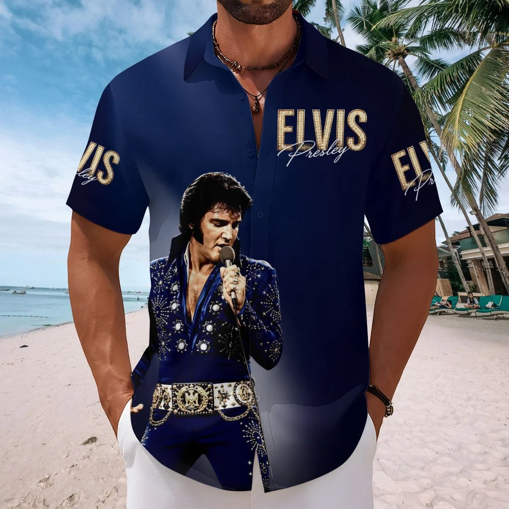 Elvis Presley 50th Anniversary 2027 Short Sleeve Button-Down Shirt – MAITM15471