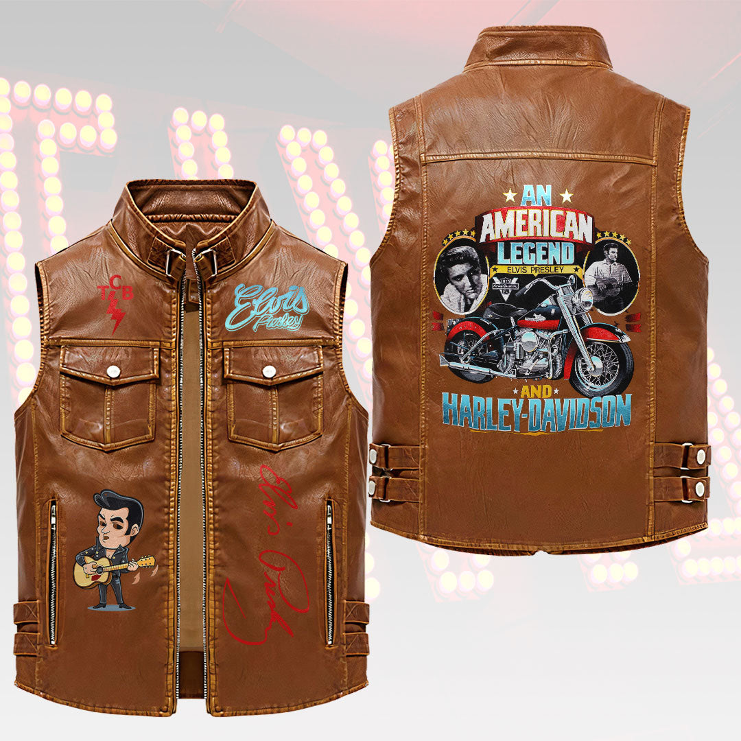 Elvis Presley Premium 2D Sleeveless Leather Vest – HOATT18828