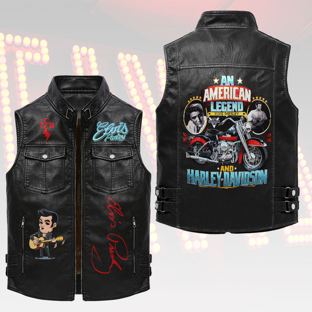Elvis Presley Premium 2D Sleeveless Leather Vest – HOATT18828