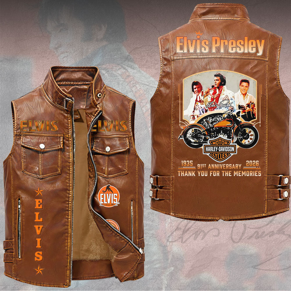 Elvis Presley Premium 2D Sleeveless Leather Vest – TMTHU6558