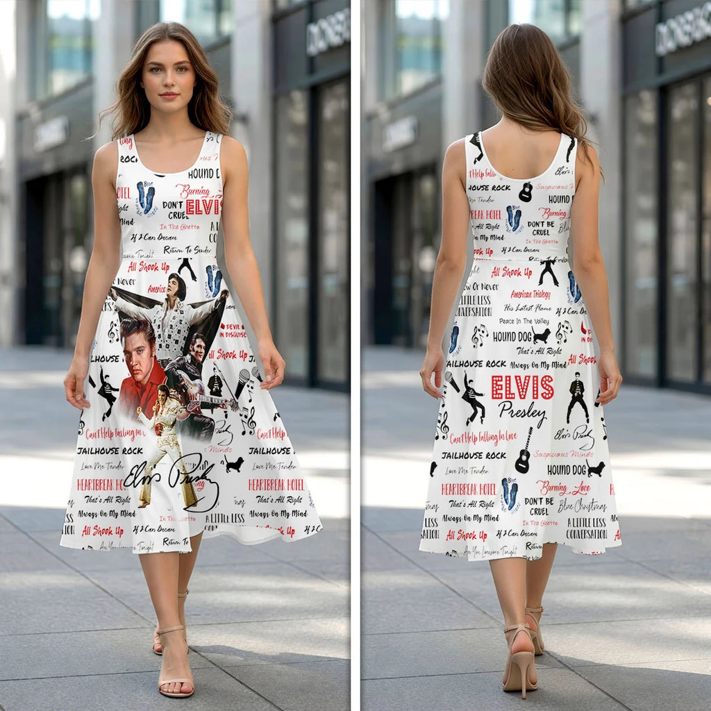 Elvis Presley Sleeveless Knee-Length Dress – HOATT20634