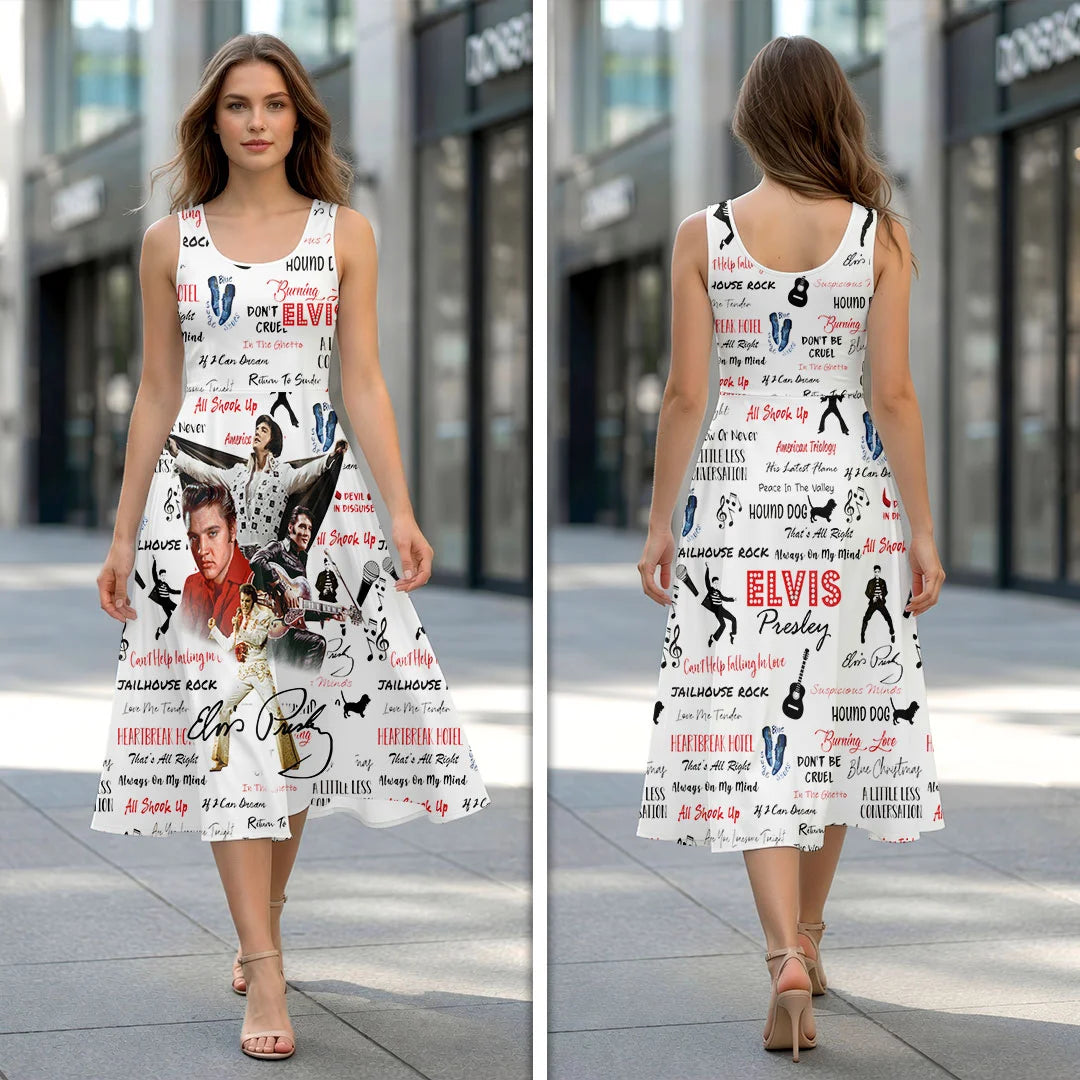 Elvis Presley Sleeveless Knee-Length Dress – HOATT20634