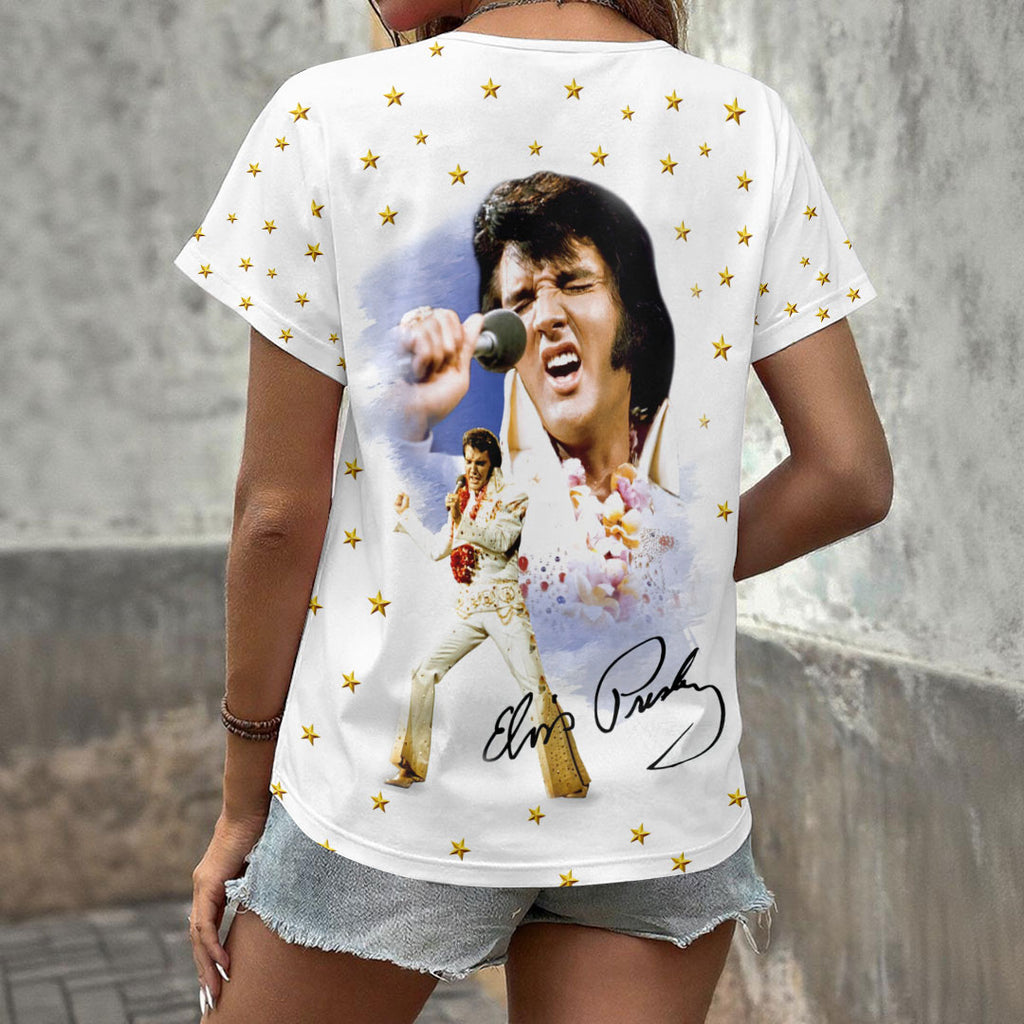 Elvis Presley 3D Women's V-Neck T-Shirt – HOATT17149