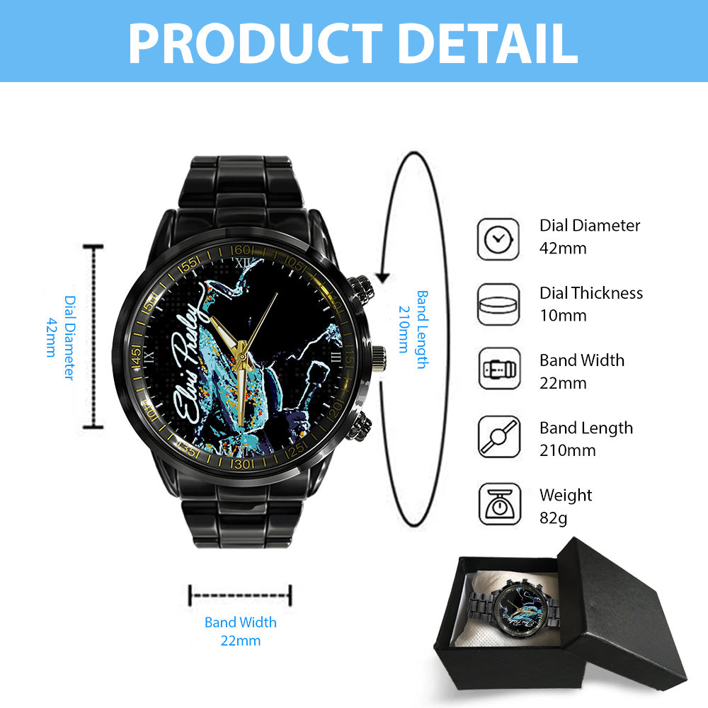 Elvis Presley Black Stainless Steel Watch – GNE 314
