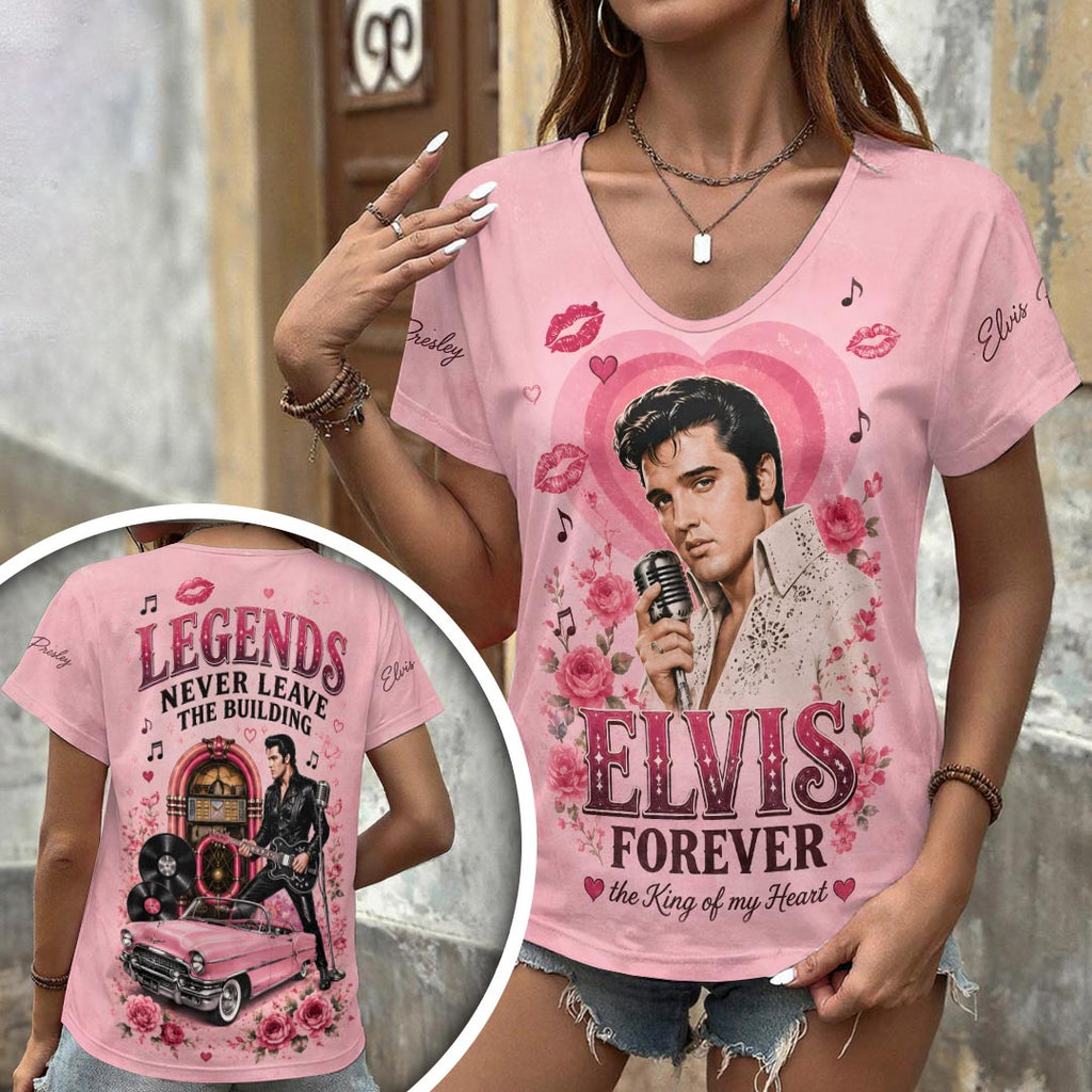 Elvis Presley 3D Women's V-Neck T-Shirt – HOATT19014