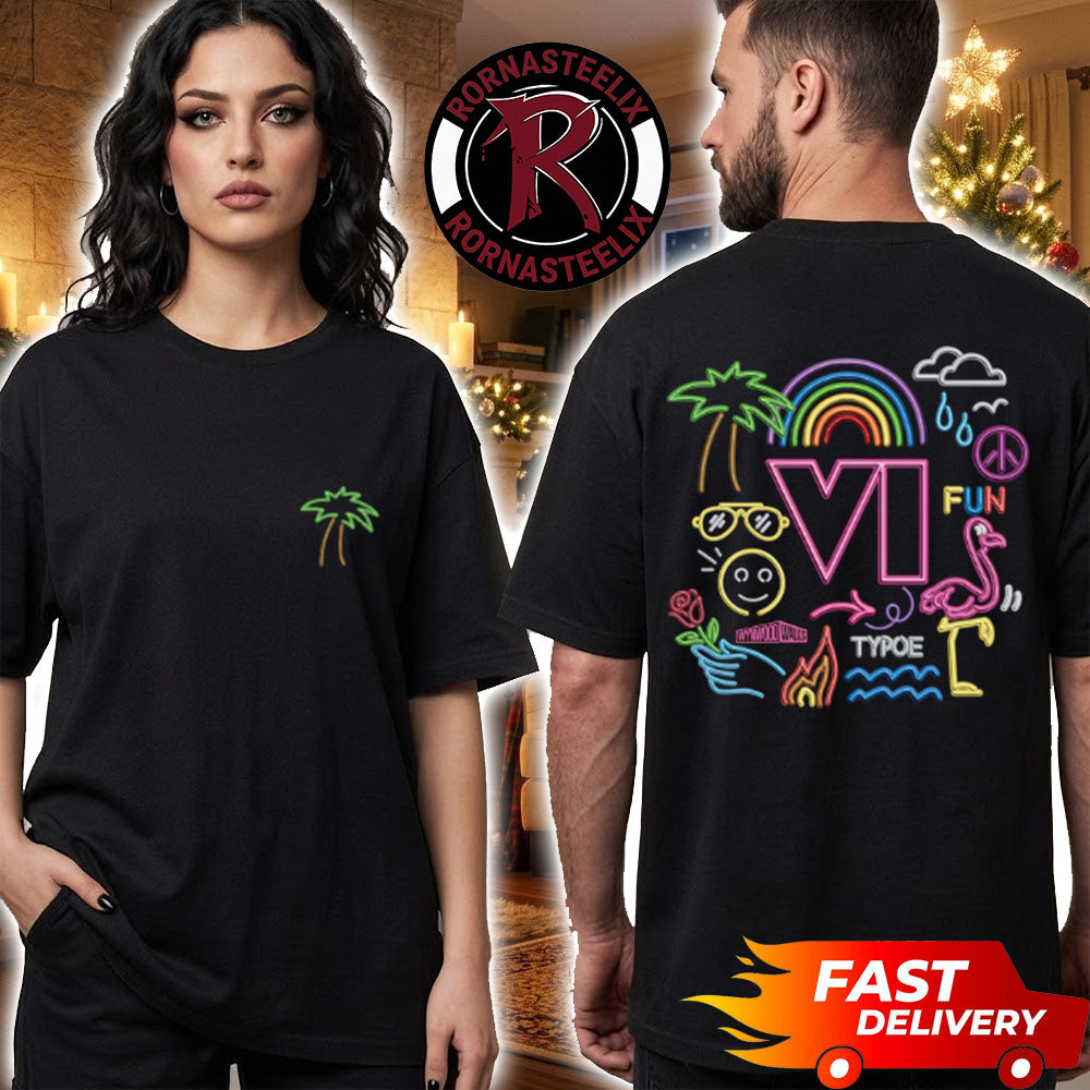 GTA VI Typoe Neon Vice City 2026 Unisex T Shirt Two Sided