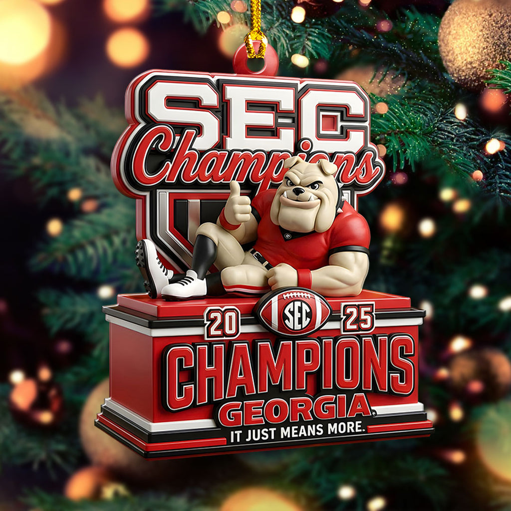 Georgia Bulldogs Football 2025 SEC Champions Custom Shape 2-sided Acrylic Ornament – HOATT15025