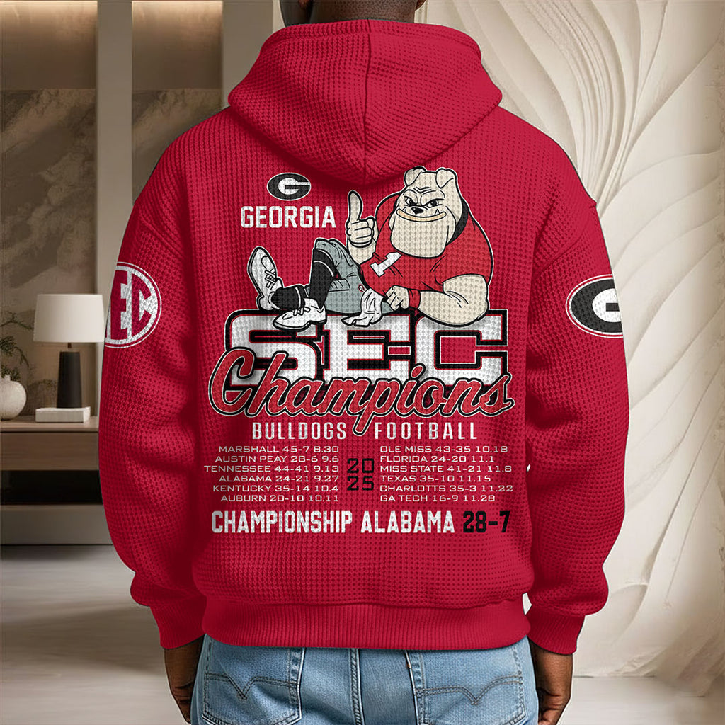 Georgia Bulldogs Football 2025 SEC Champions 3D Unisex Waffle Hoodie – HOATT15027