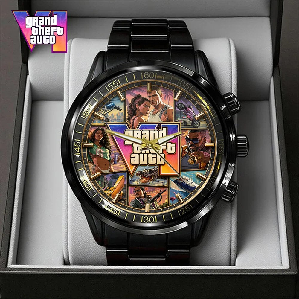 Grand Theft Auto VI Black Stainless Steel Watch – GNE8379
