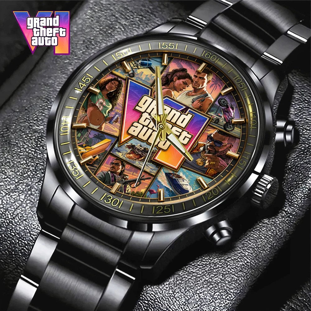 Grand Theft Auto VI Black Stainless Steel Watch – GNE8379