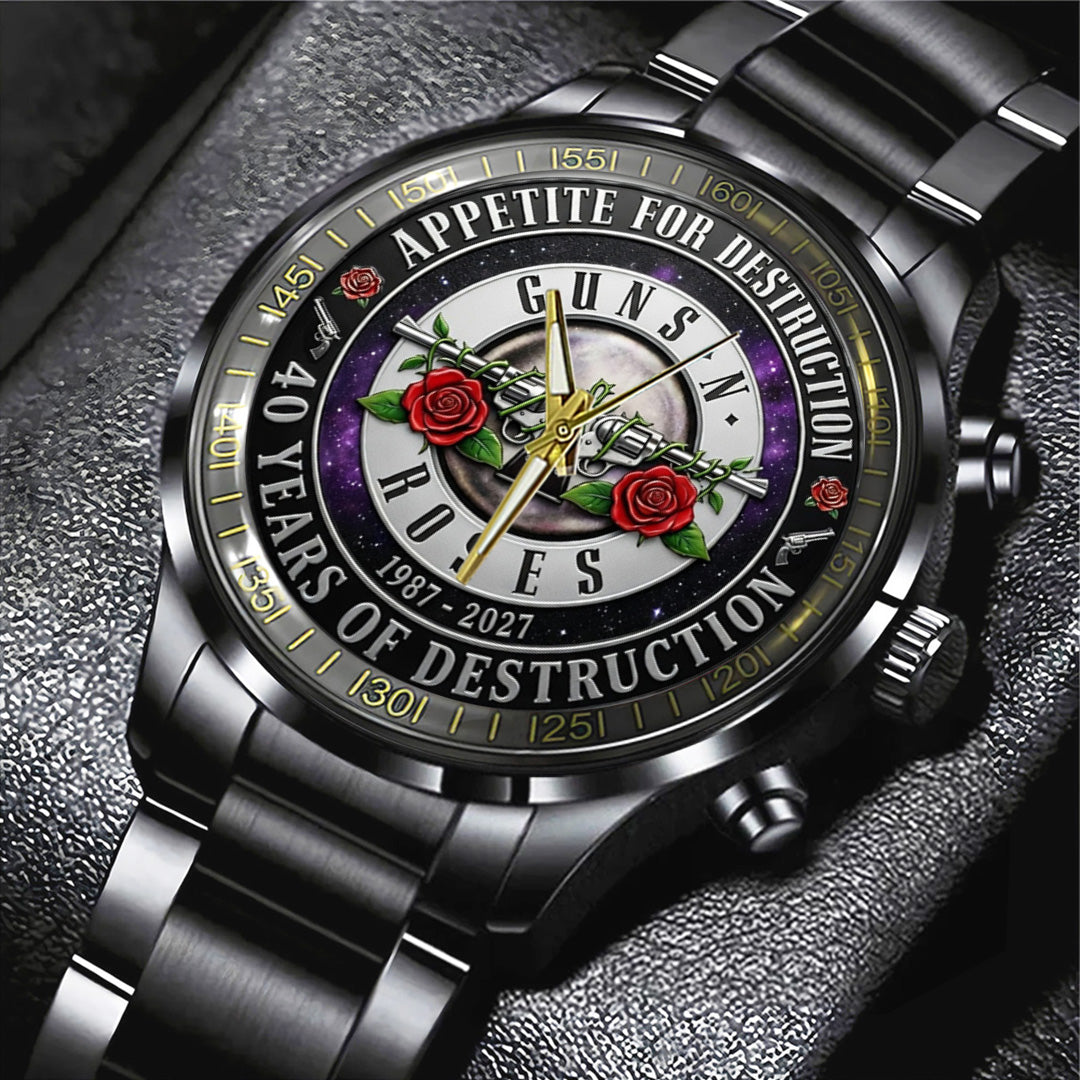 Guns N' Roses 40th Anniversary Black Stainless Steel Watch – TANTN21631