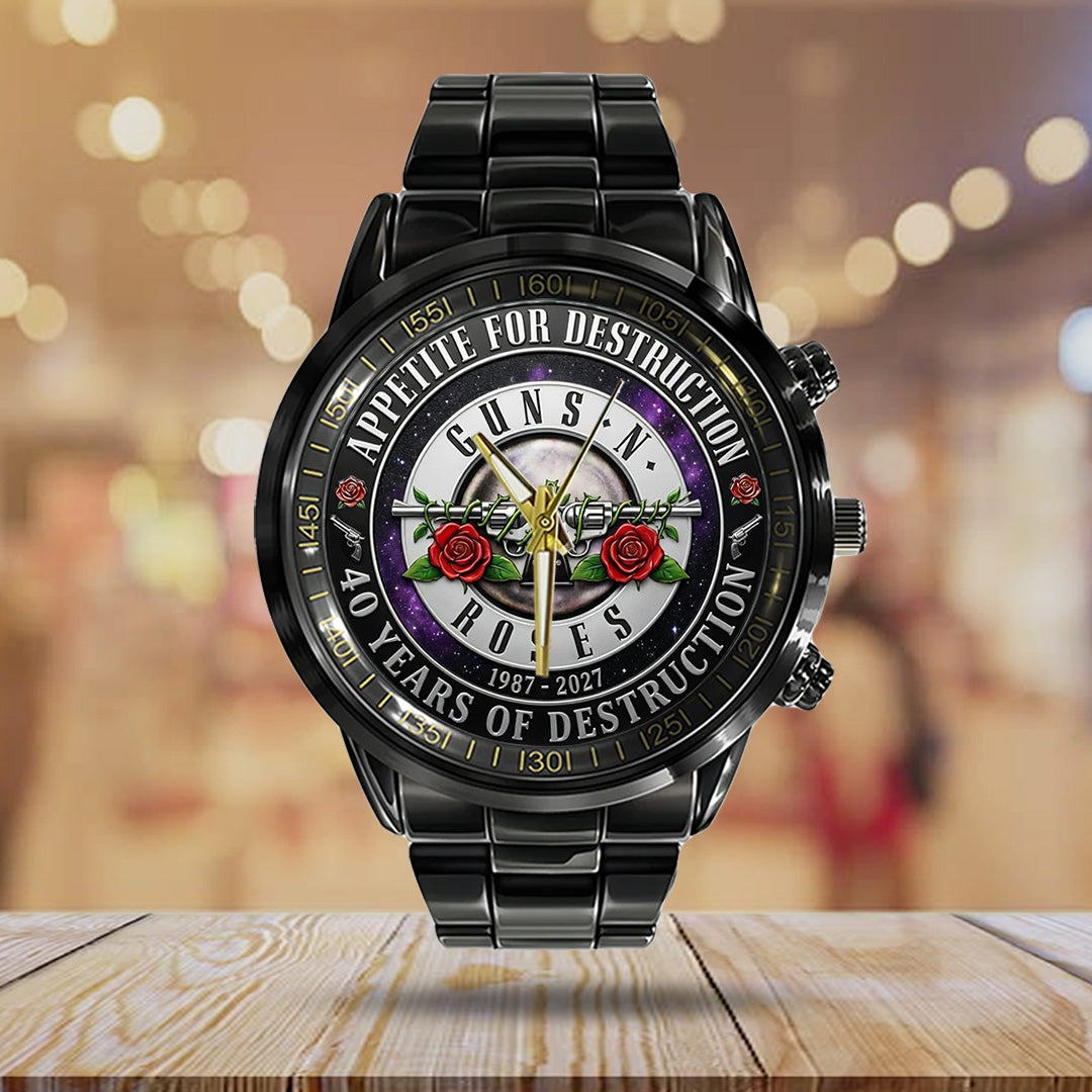 Guns N' Roses 40th Anniversary Black Stainless Steel Watch – TANTN21631