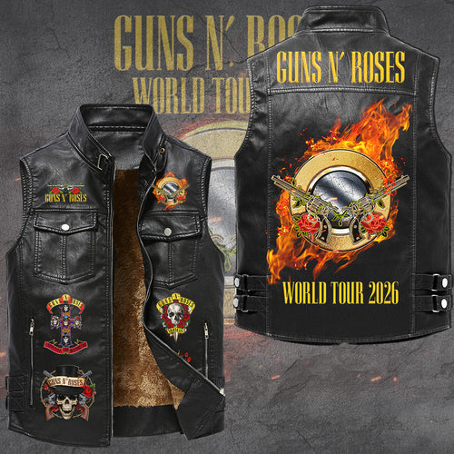 Guns N' Roses Tour 2026 Premium 2D Sleeveless Leather Vest – GNE6777