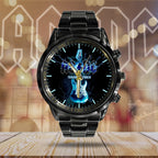 AC/DC Black Stainless Steel Watch – HUANNM 4891