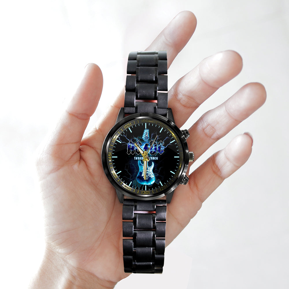 AC/DC Black Stainless Steel Watch – HUANNM 4891