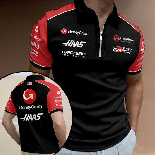 Haas F1 Moneygram 2025 Team Zip Polo Shirt – GNE4828