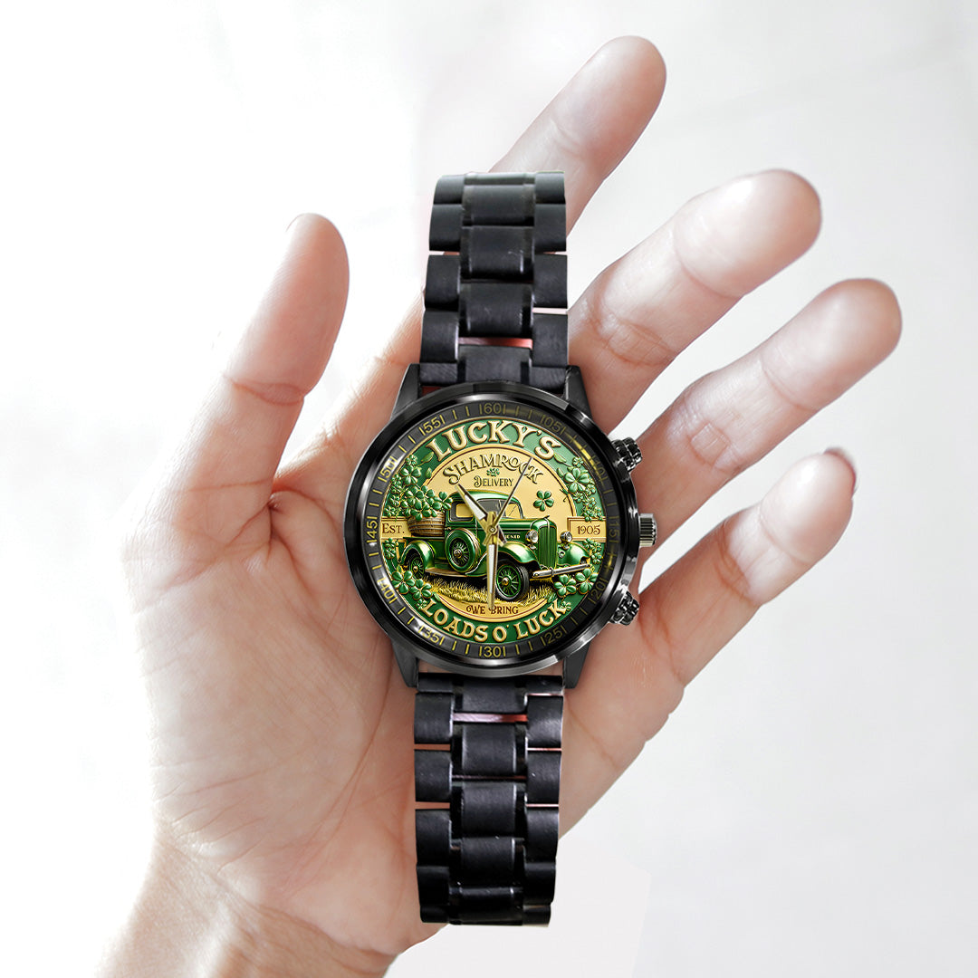 Happy St. Patrick's Day Black Stainless Steel Watch – TANTN20186