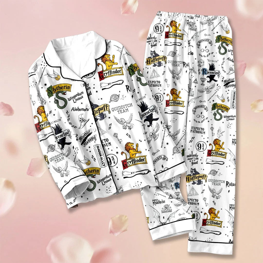 Harry Potter Satin Pajama Set with Piping – HOATT20348
