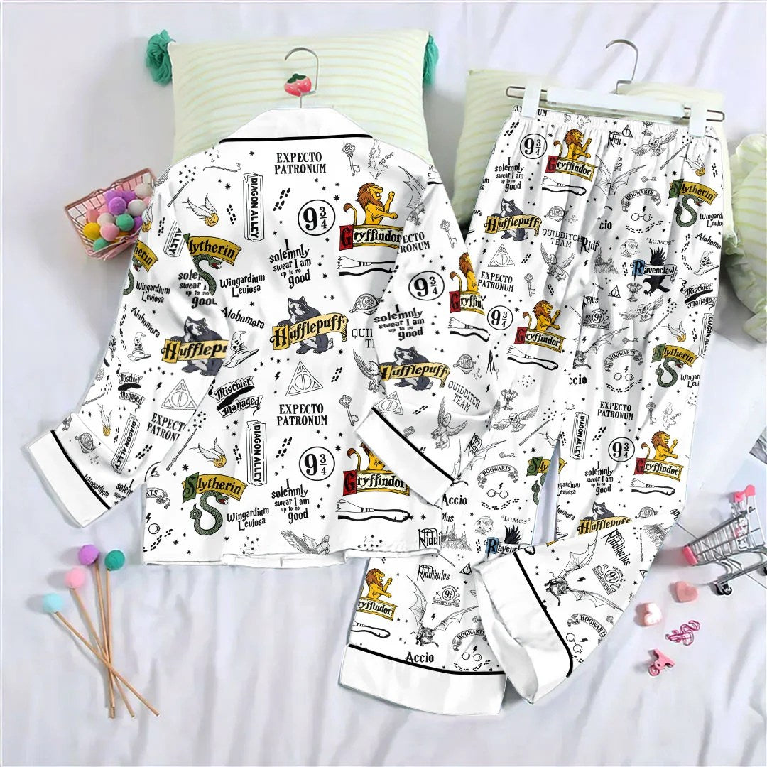 Harry Potter Satin Pajama Set with Piping – HOATT20348