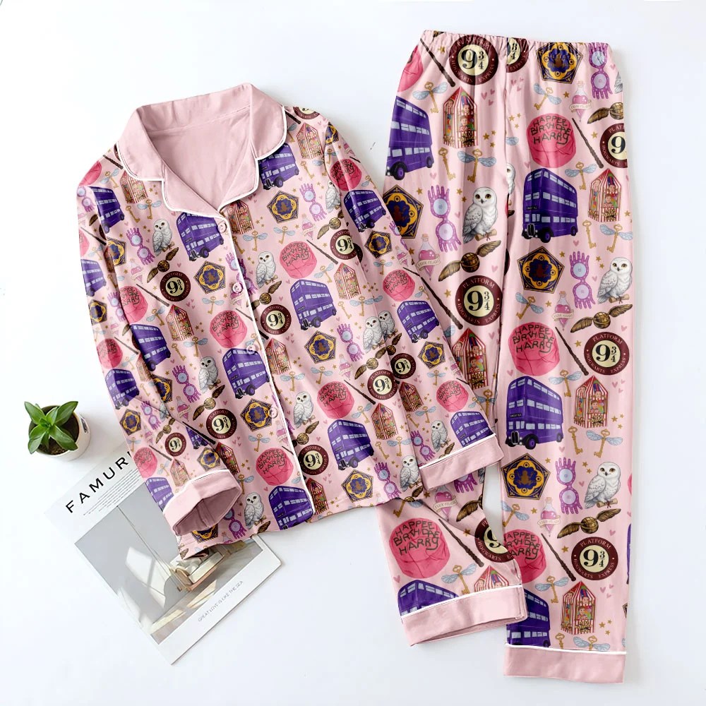 Harry Potter Satin Pajama Set with Piping – TMTHU8973