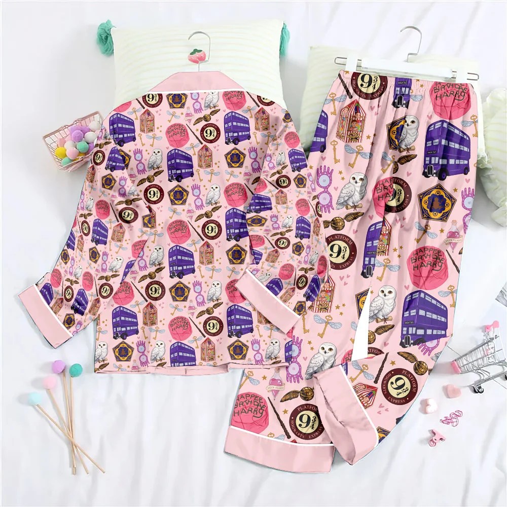 Harry Potter Satin Pajama Set with Piping – TMTHU8973