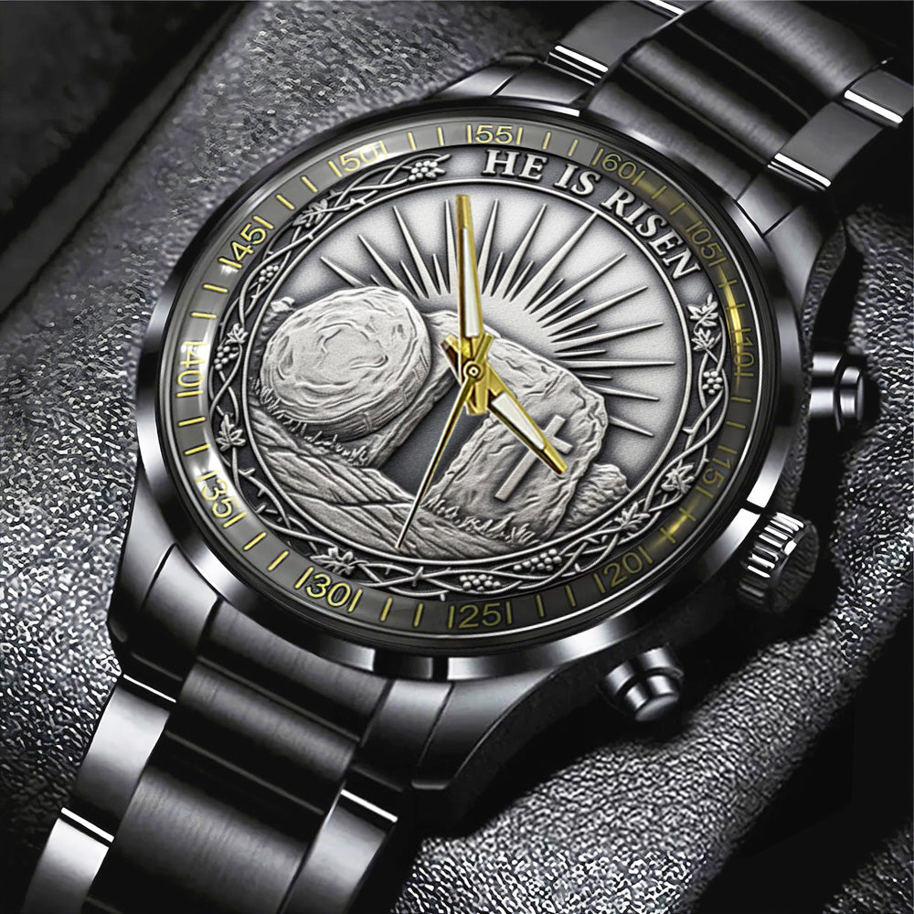He Is Risen Black Stainless Steel Watch – TANTN17416