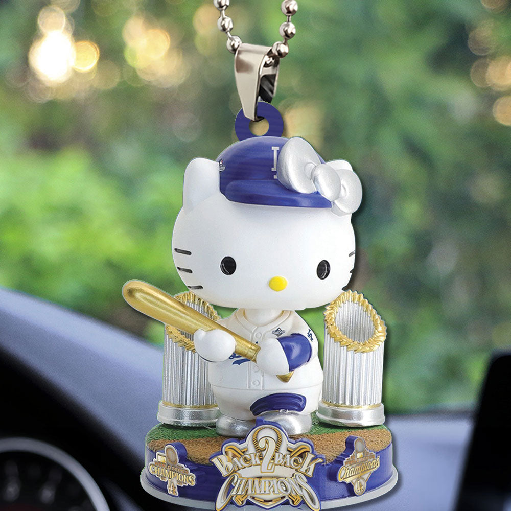 Hello Kitty x Los Angeles Dodgers Champions Custom shape 2-sided Acrylic Car Ornament – TMTHU2101