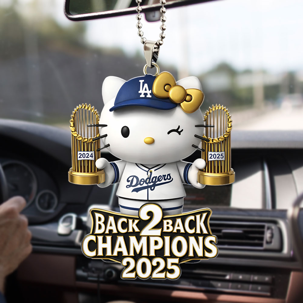 Hello Kitty x Los Angeles Dodgers Custom shape 2-sided Acrylic Car Ornament – TMTHU2725