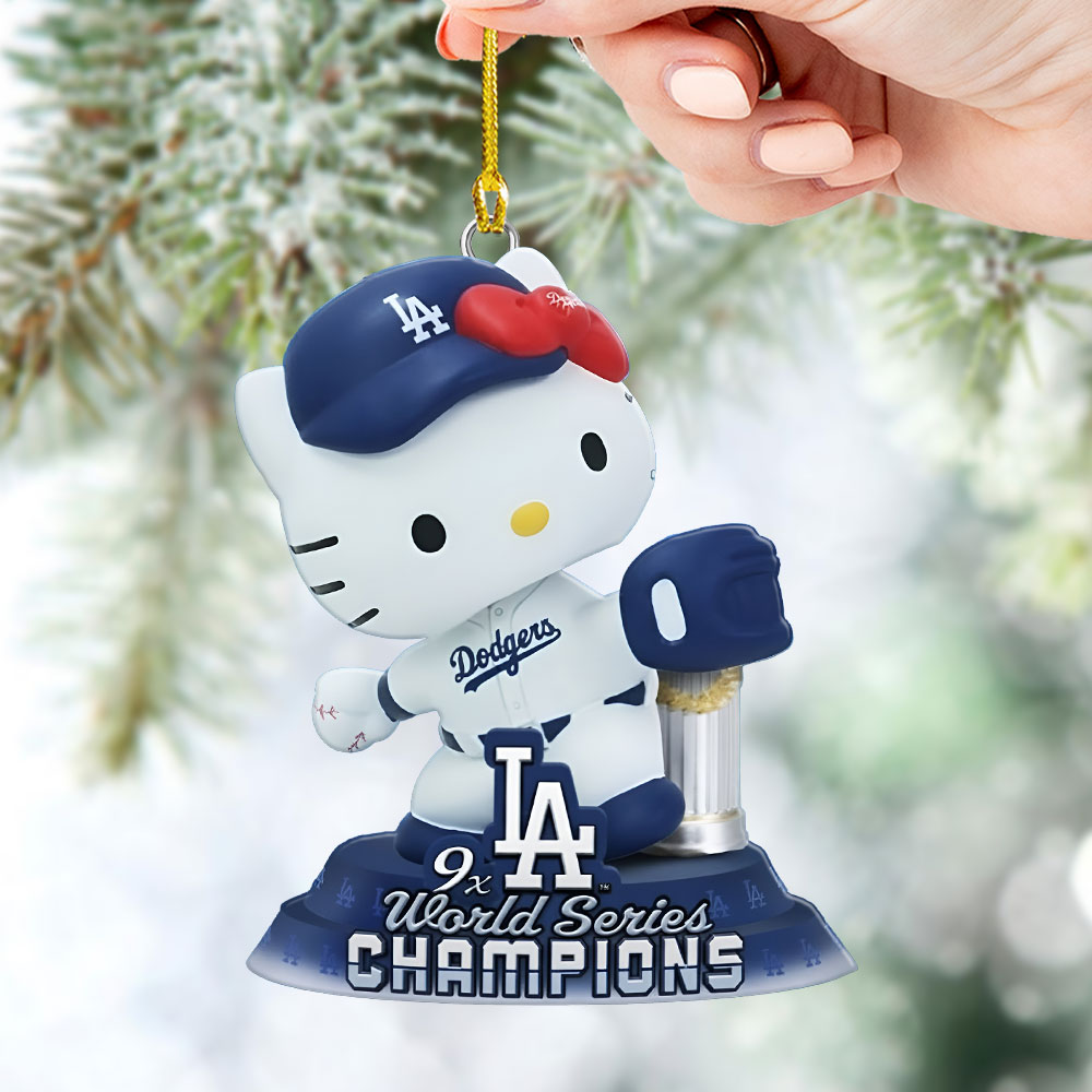 Hello Kitty x Los Angeles Dodgers Champions Custom Shape 2-sided Acrylic Ornament – TMTHU2666