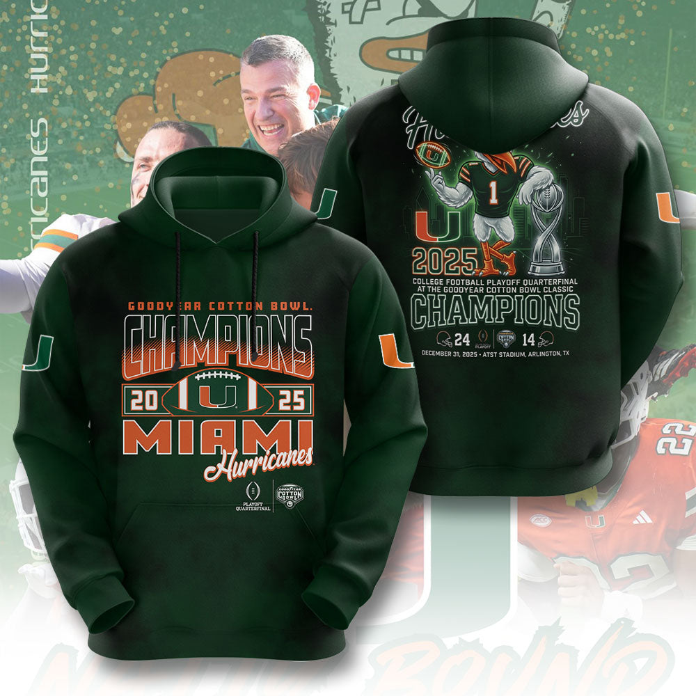 Miami Hurricanes Football 3D Apparel – TMTHU3062