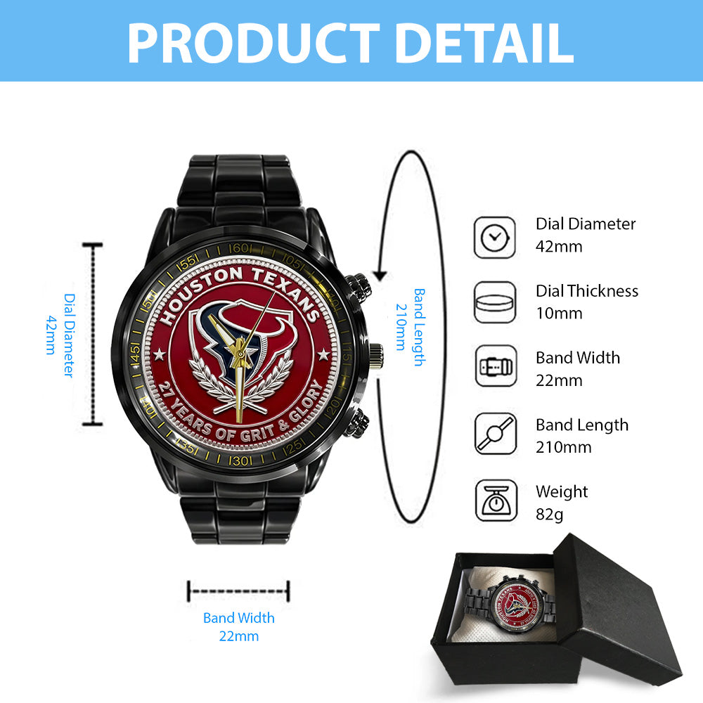 Houston Texans Black Stainless Steel Watch – TANTN18281