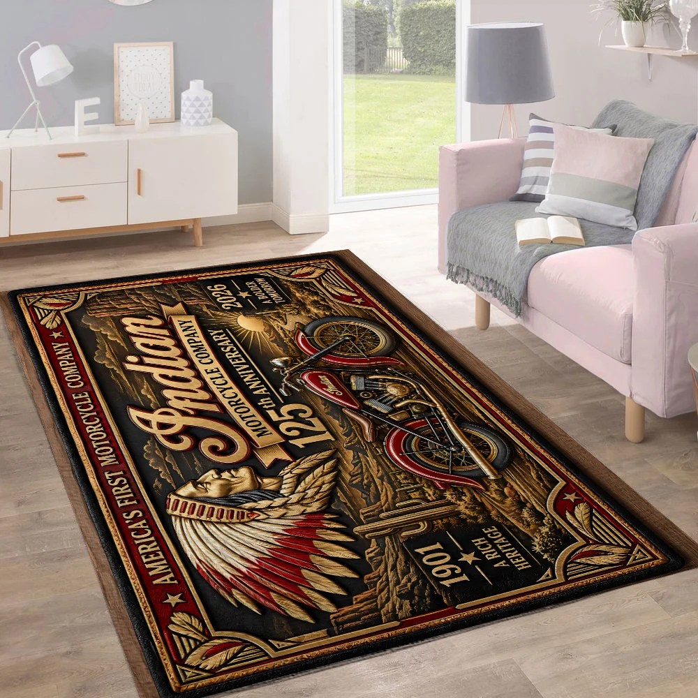 Indian Motorcycle 125th Anniversary 2026 Rectangular Rug – TANTN26247
