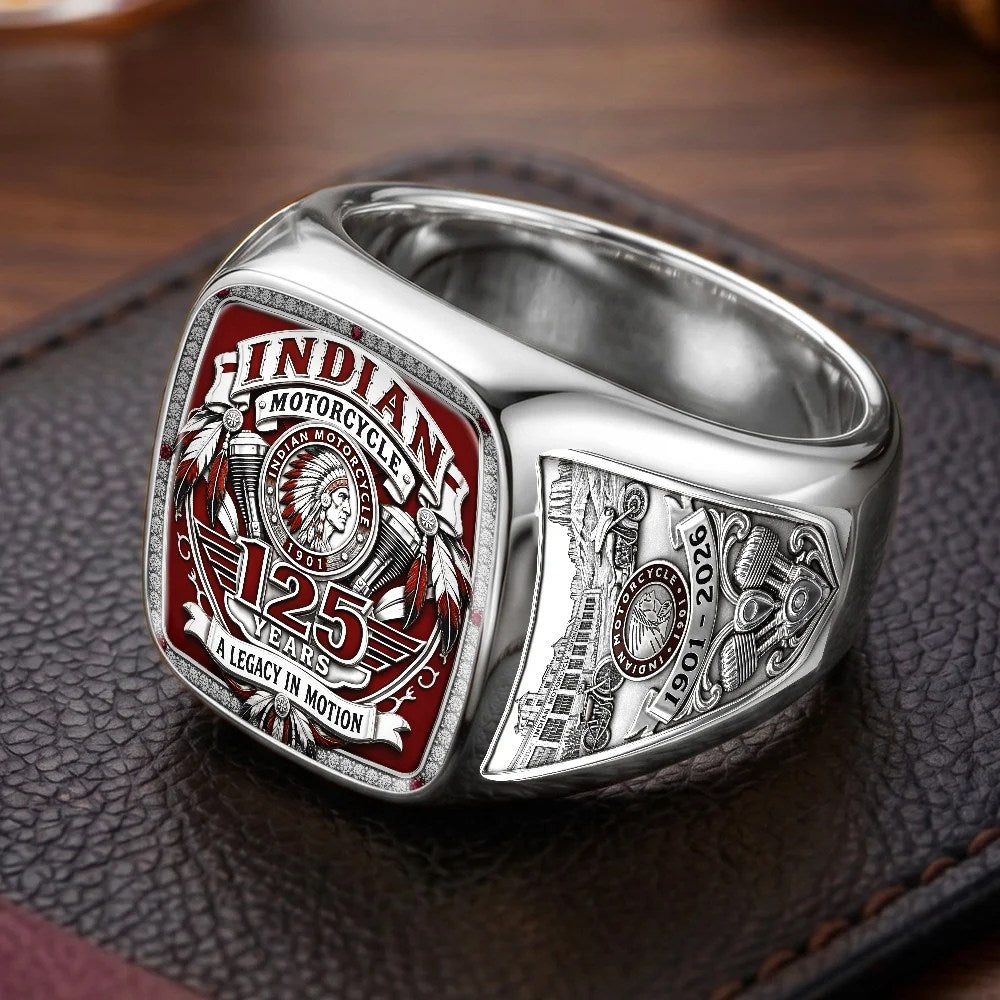 Indian Motorcycle 125th Anniversary 3D Engraved Ring – TMTHU10067