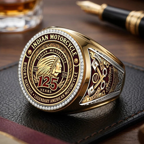 Indian Motorcycle 125th Anniversary 3D Engraved Ring – TMTHU10068