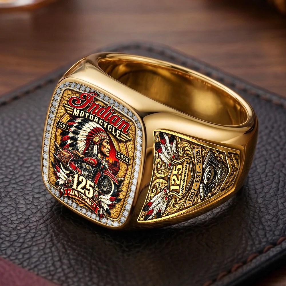 Indian Motorcycle 125th Anniversary 3D Engraved Ring – TMTHU10267