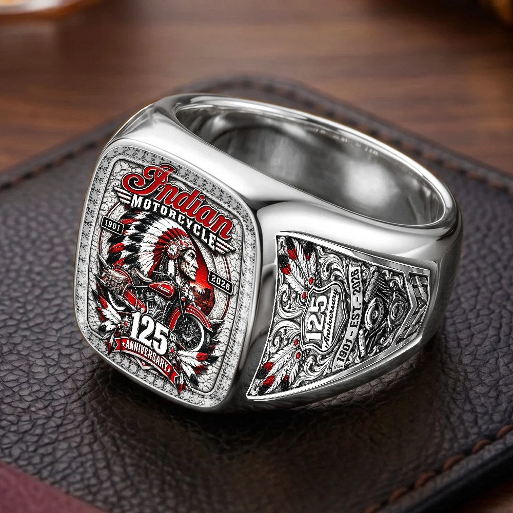 Indian Motorcycle 125th Anniversary 3D Engraved Ring – TMTHU10267