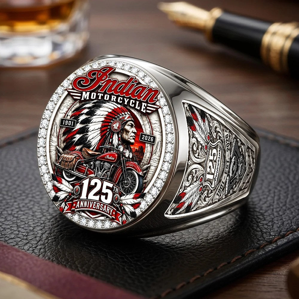 Indian Motorcycle 125th Anniversary 3D Engraved Ring – TMTHU10267