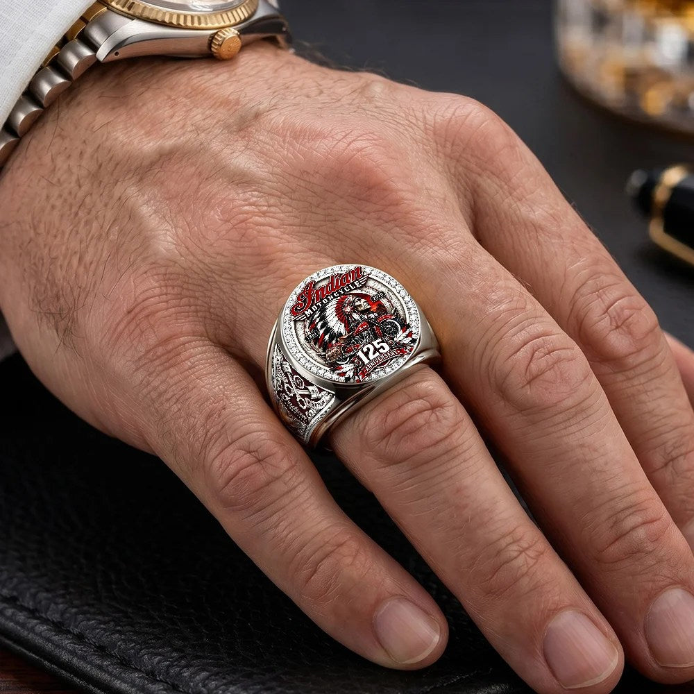 Indian Motorcycle 125th Anniversary 3D Engraved Ring – TMTHU10267