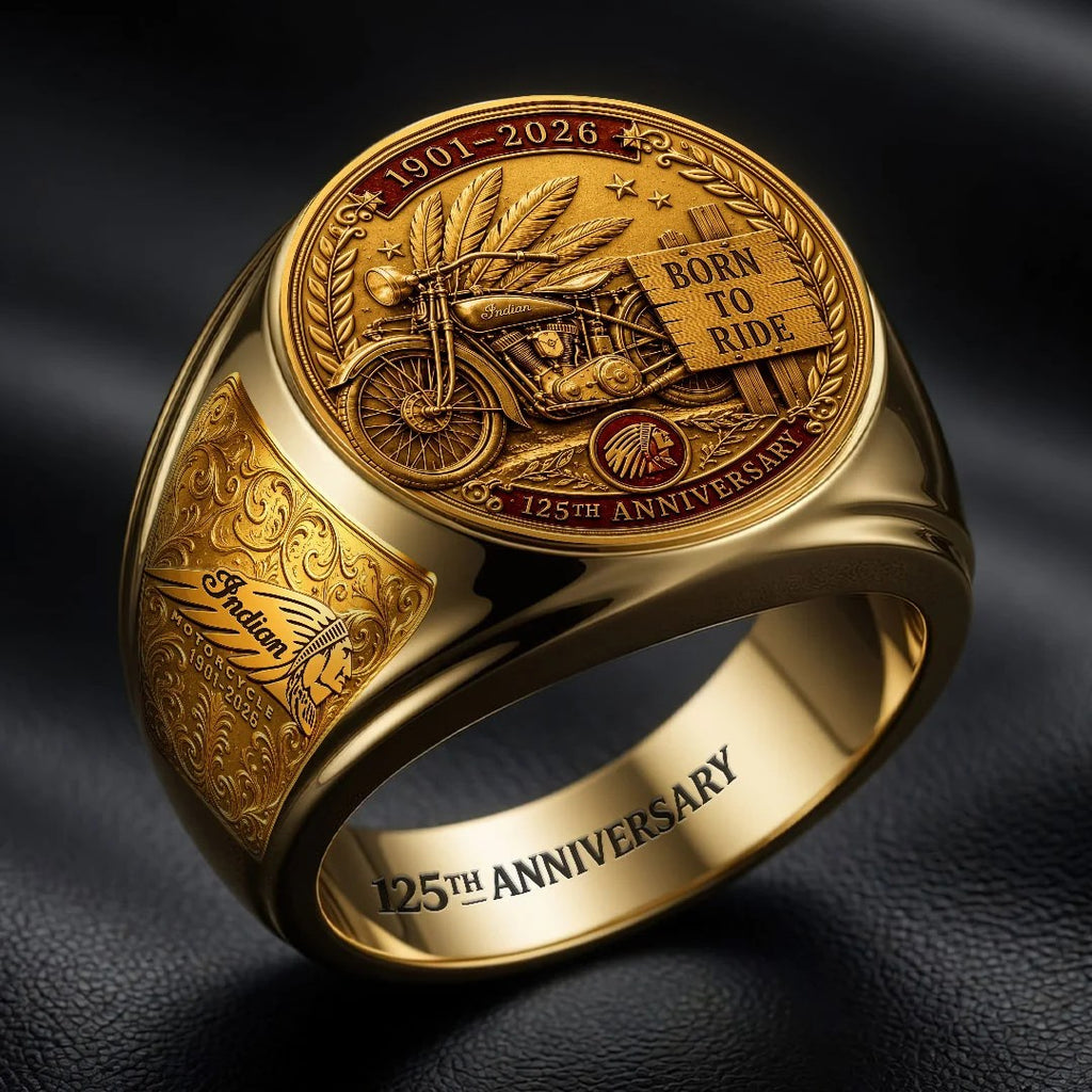 Indian Motorcycle 125th Anniversary 3D Engraved Ring – HOATT20335