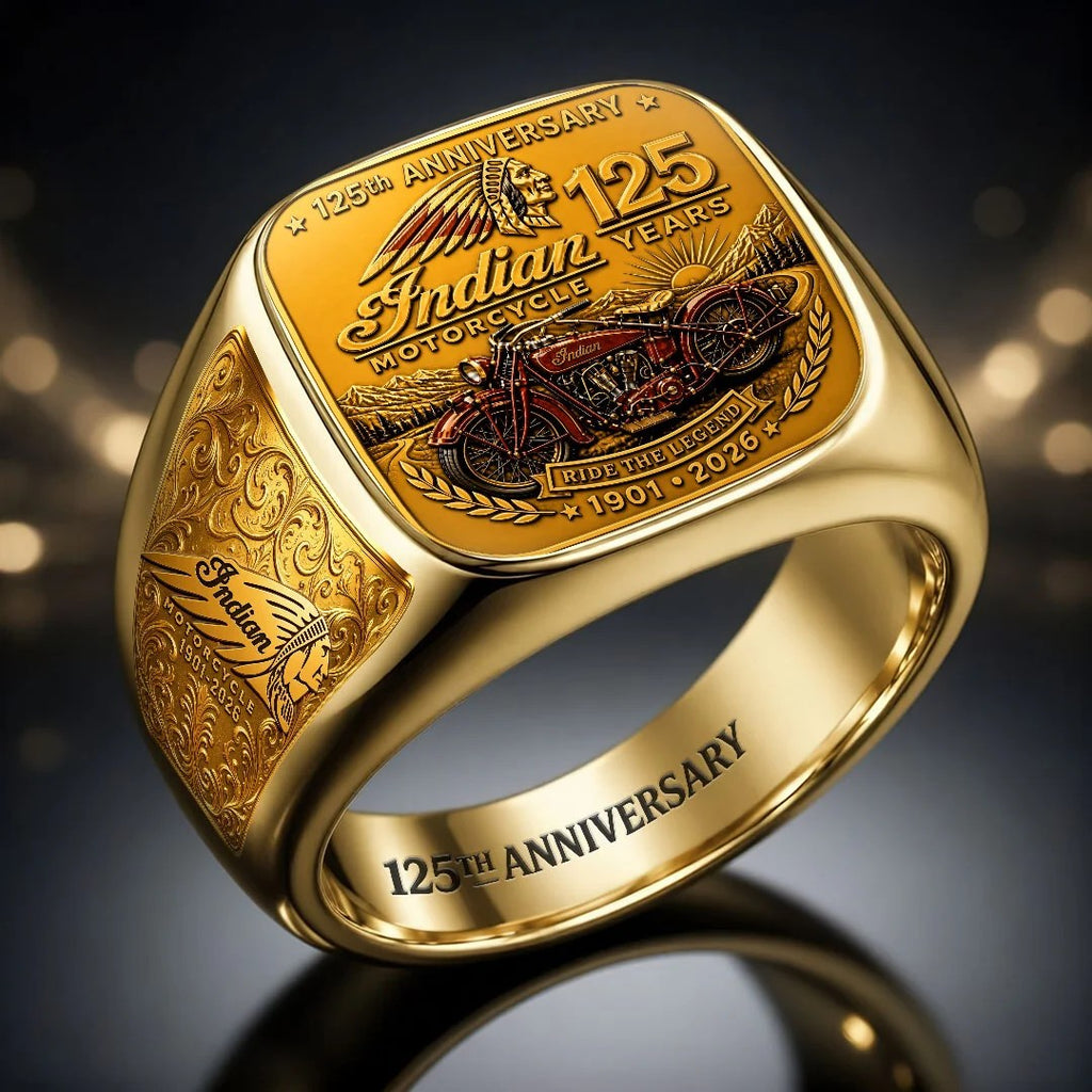 Indian Motorcycle 125th Anniversary 3D Engraved Ring – HOATT20423