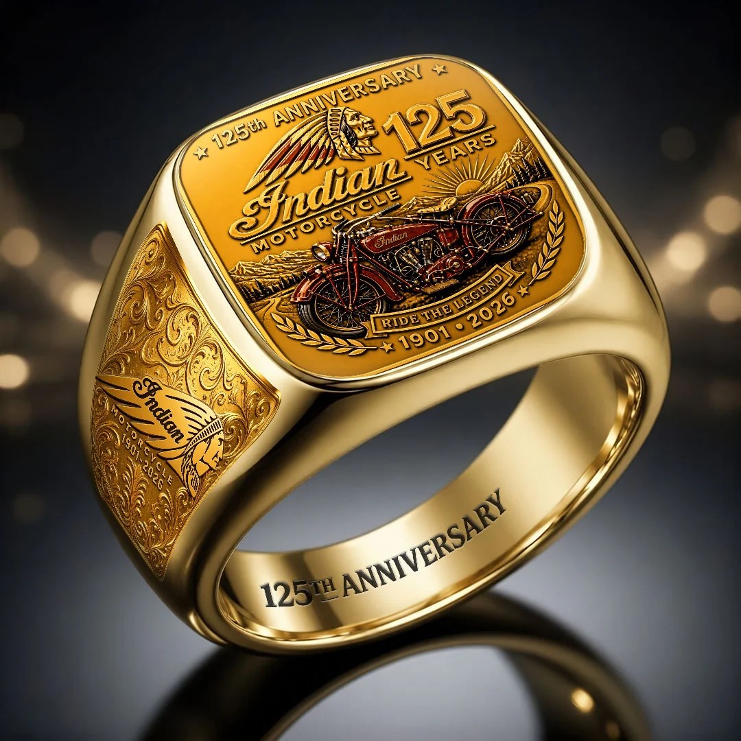 Indian Motorcycle 125th Anniversary 3D Engraved Ring – HOATT20423