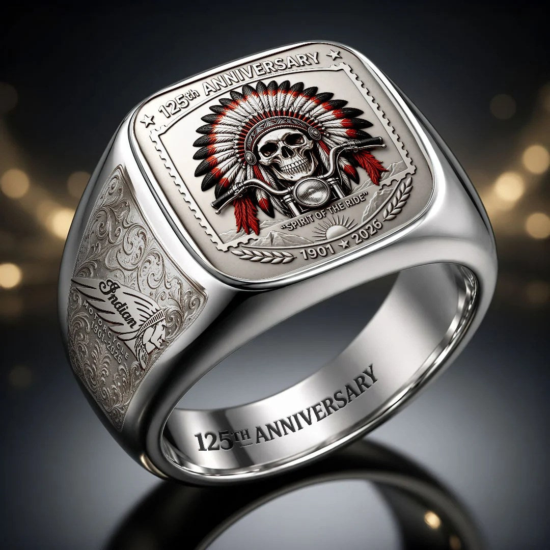 Indian Motorcycle 125th Anniversary 3D Engraved Ring – HOATT20424