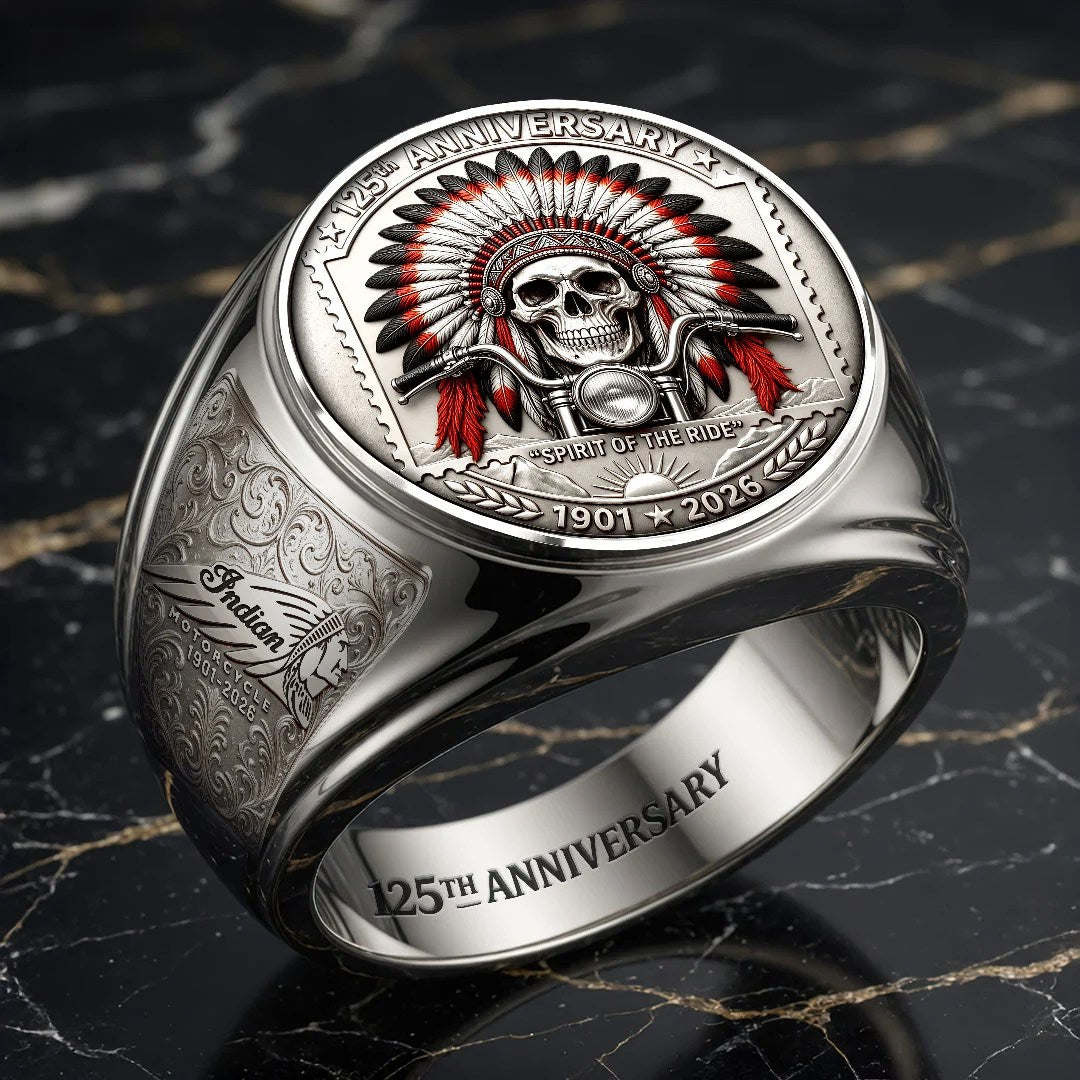 Indian Motorcycle 125th Anniversary 3D Engraved Ring – HOATT20424