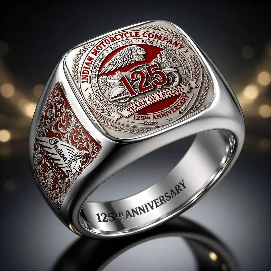 Indian Motorcycle 125th Anniversary 3D Engraved Ring – HOATT20488