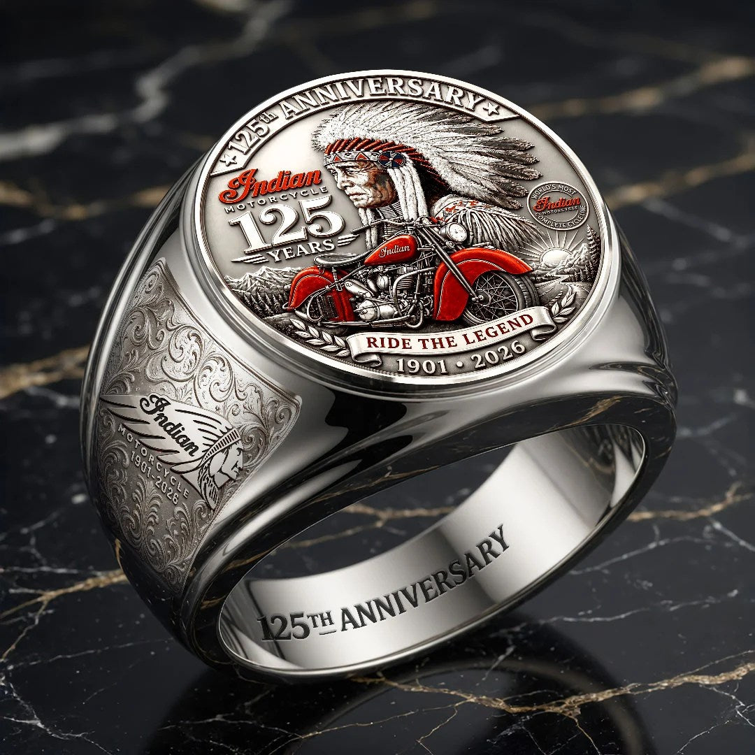 Indian Motorcycle 125th Anniversary 3D Engraved Ring – HOATT20526