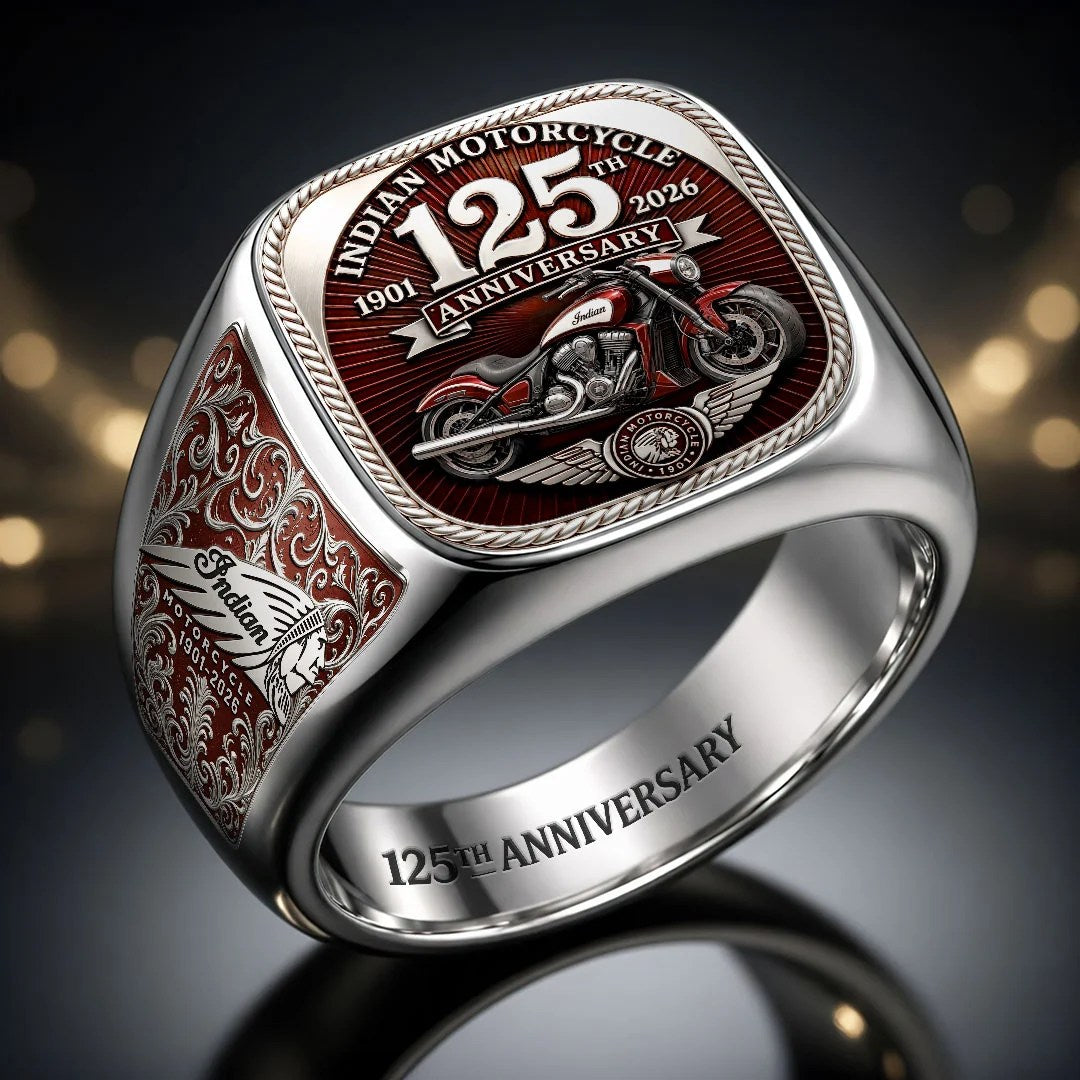 Indian Motorcycle 125th Anniversary 3D Engraved Ring – HOATT20608